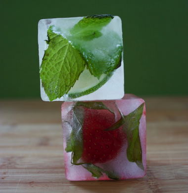 freezing herbs in ice cube